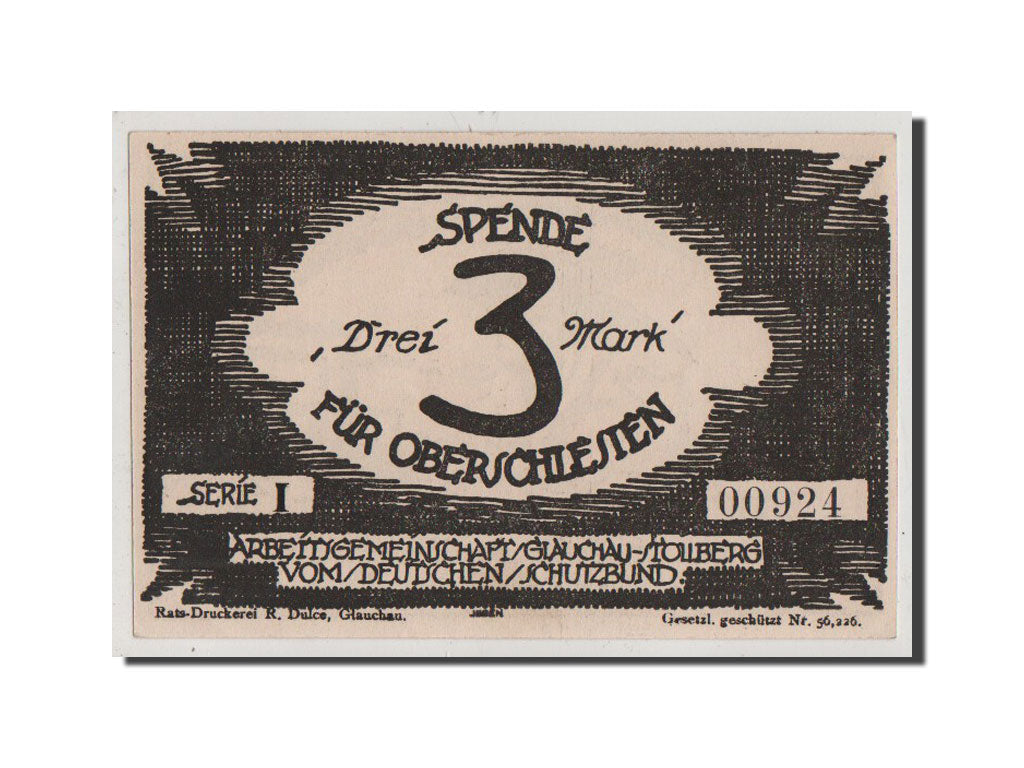 Banknote, Germany, Glauchau Stadt, 3 Mark, UNC(65-70), Mehl:433.1