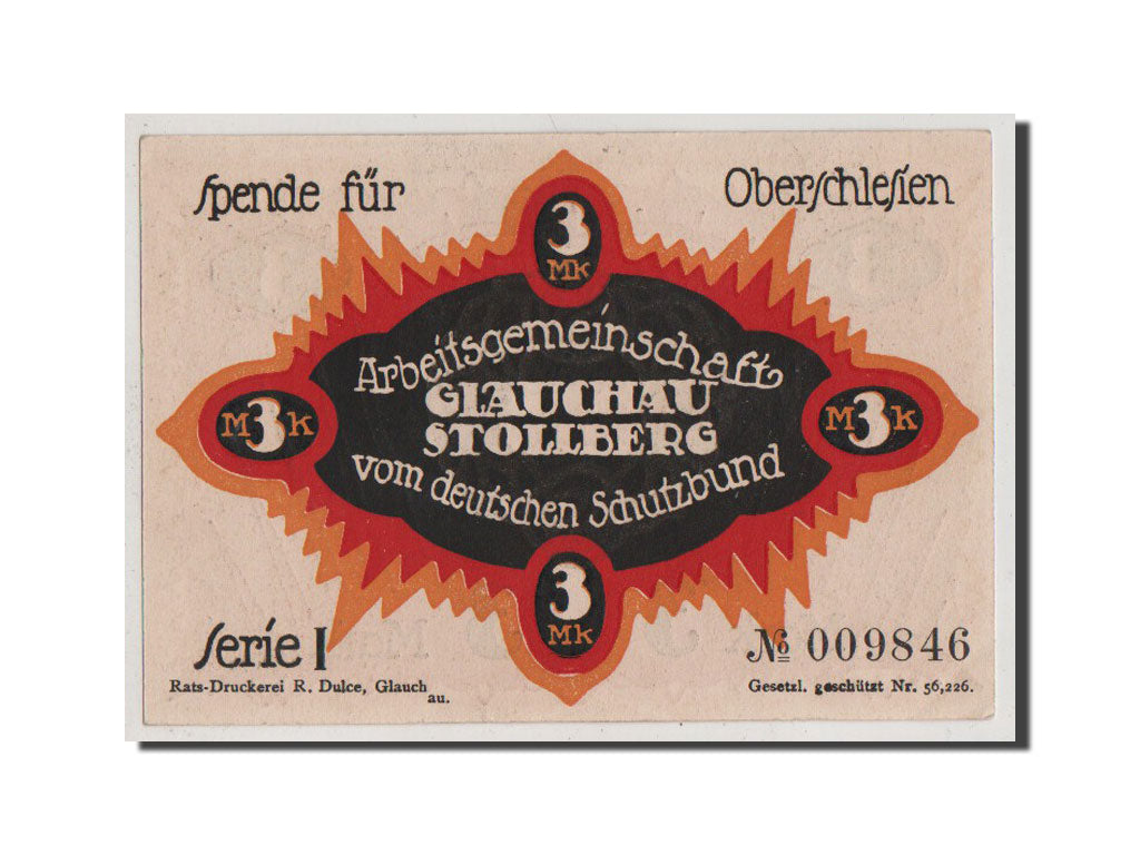 Banknote, Germany, Glauchau Stadt, 3 Mark, UNC(65-70), Mehl:433.1