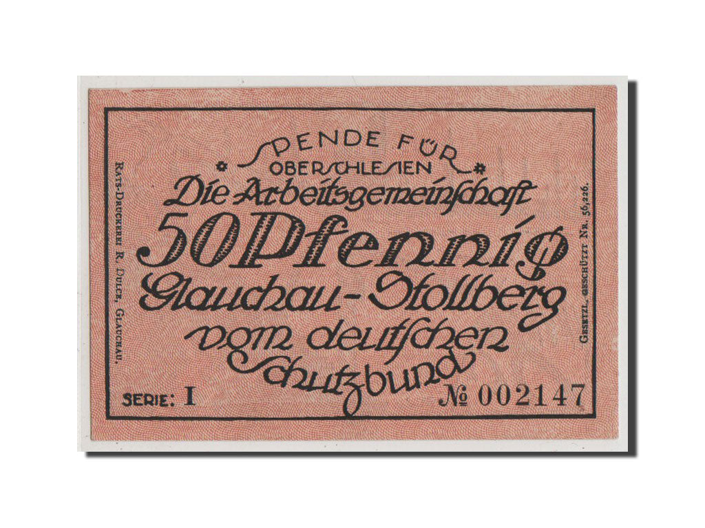 Germania, Glauchau Stadt, 50 Pfennig, FDS, Mehl:433.1