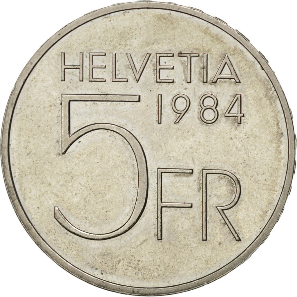 Coin, Switzerland, 5 Francs, 1984, MS(63), Copper-nickel, KM:63