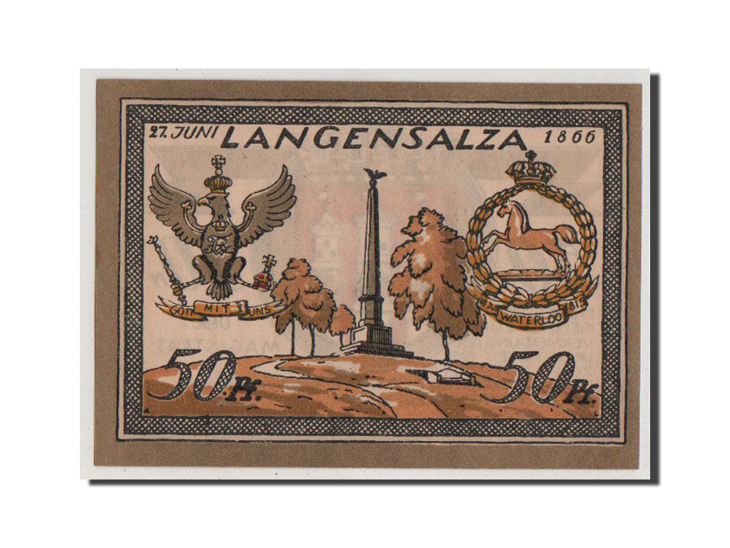 Billet, Allemagne, Langensalza Stadt, 50 Pfennig, 1921, NEUF, Mehl:770.3