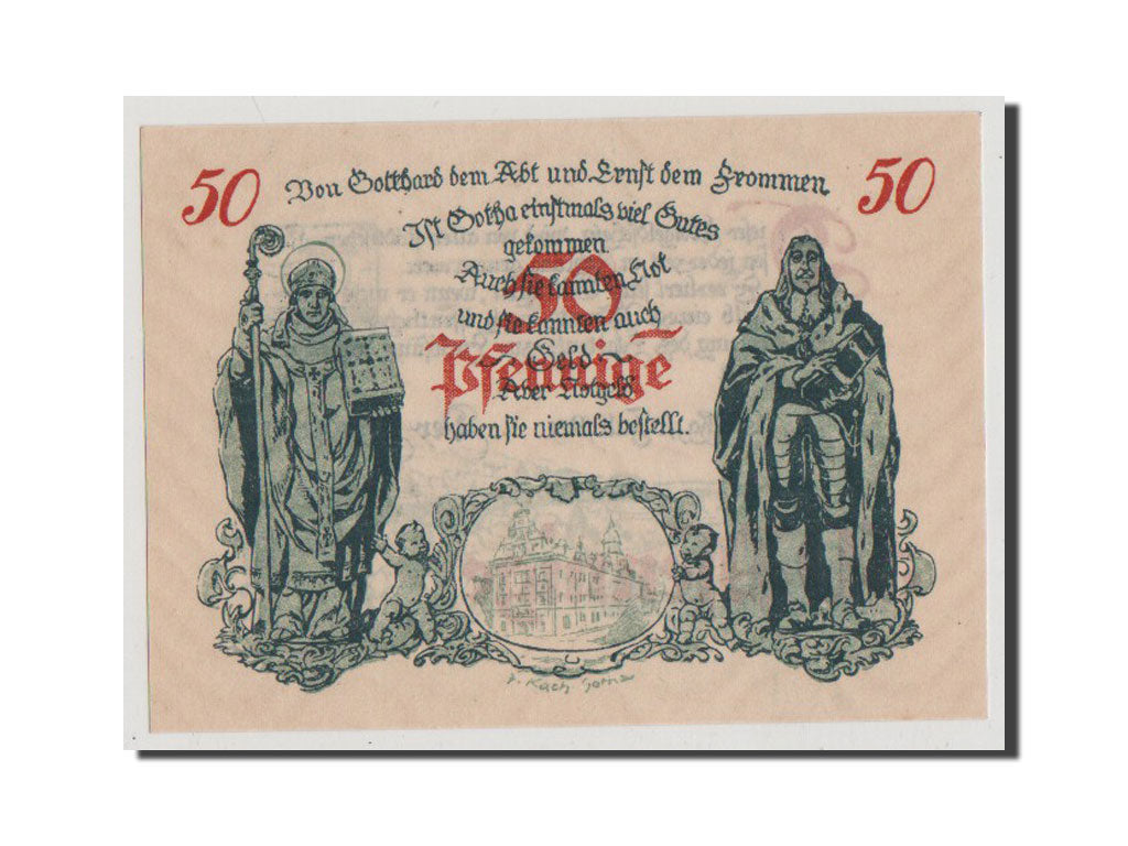 Banconote, Germania, Gotha Stadt, 50 Pfennig, 1921, FDS, Mehl:456.6