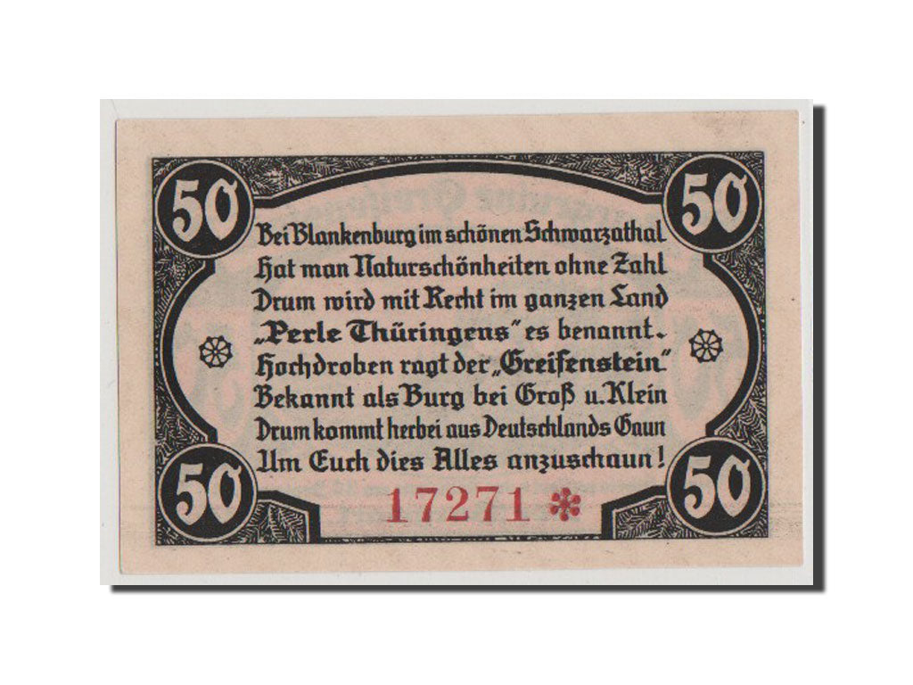 Billet, Allemagne, Schwarzburg-Rudolstadt, 50 Pfennig, 1921, NEUF, Mehl:469.2