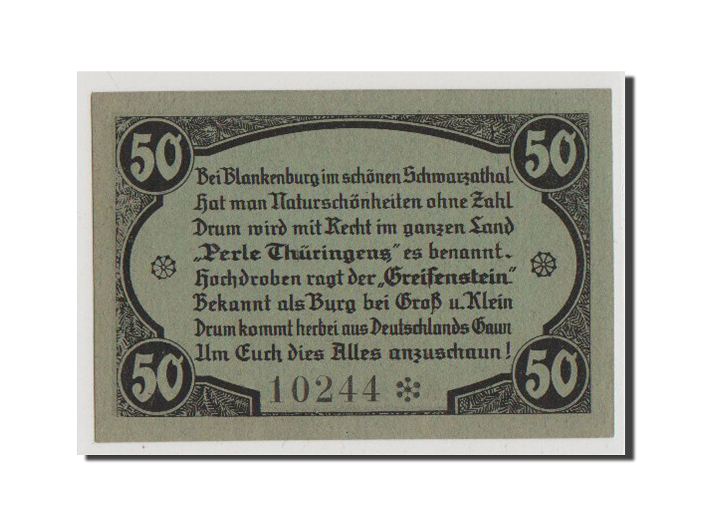 Banknot, Niemcy, Schwarzburg-Rudolstadt, 50 Pfennig, 1921, UNC(65-70)