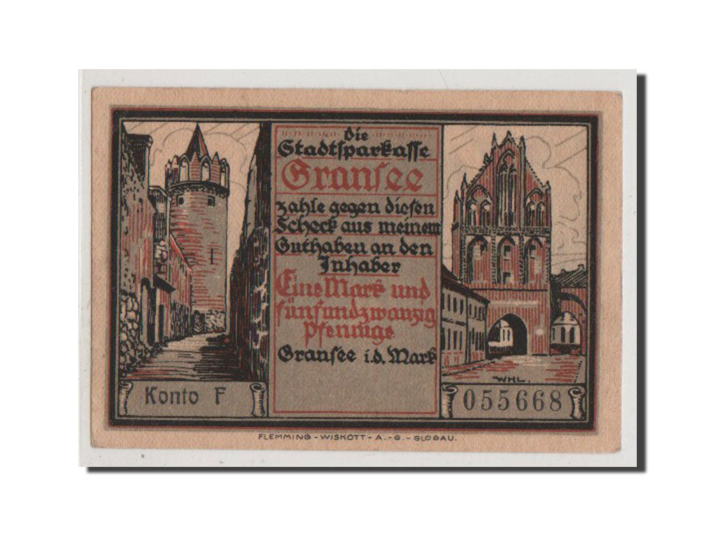 Germany, Gransee, 1.25 Mark, UNC(65-70), 055668, Mehl #465.1a