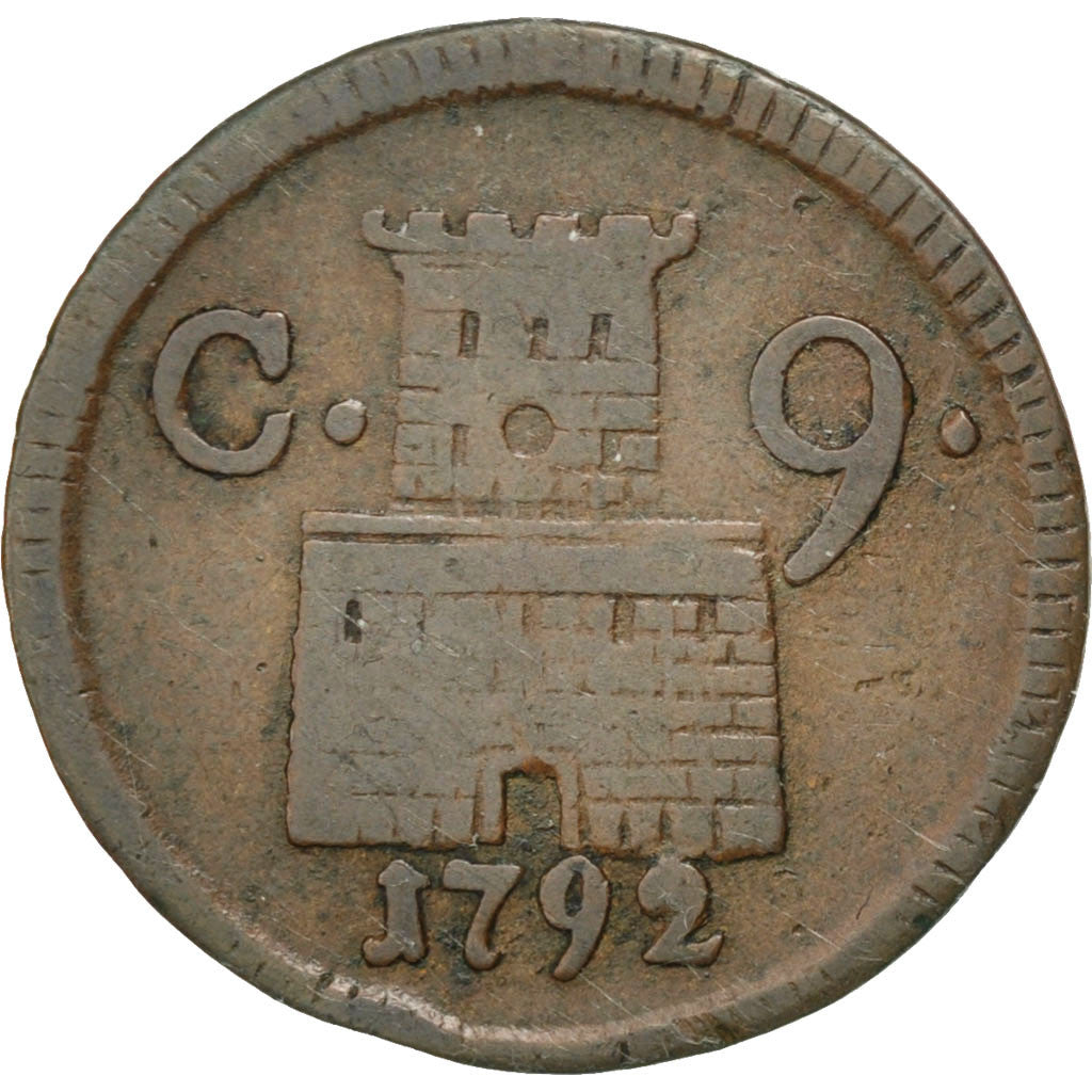 Moneta, STATI ITALIANI, NAPLES, Ferdinando IV, 9 Cavalli, 1792, MB, Rame, KM:204