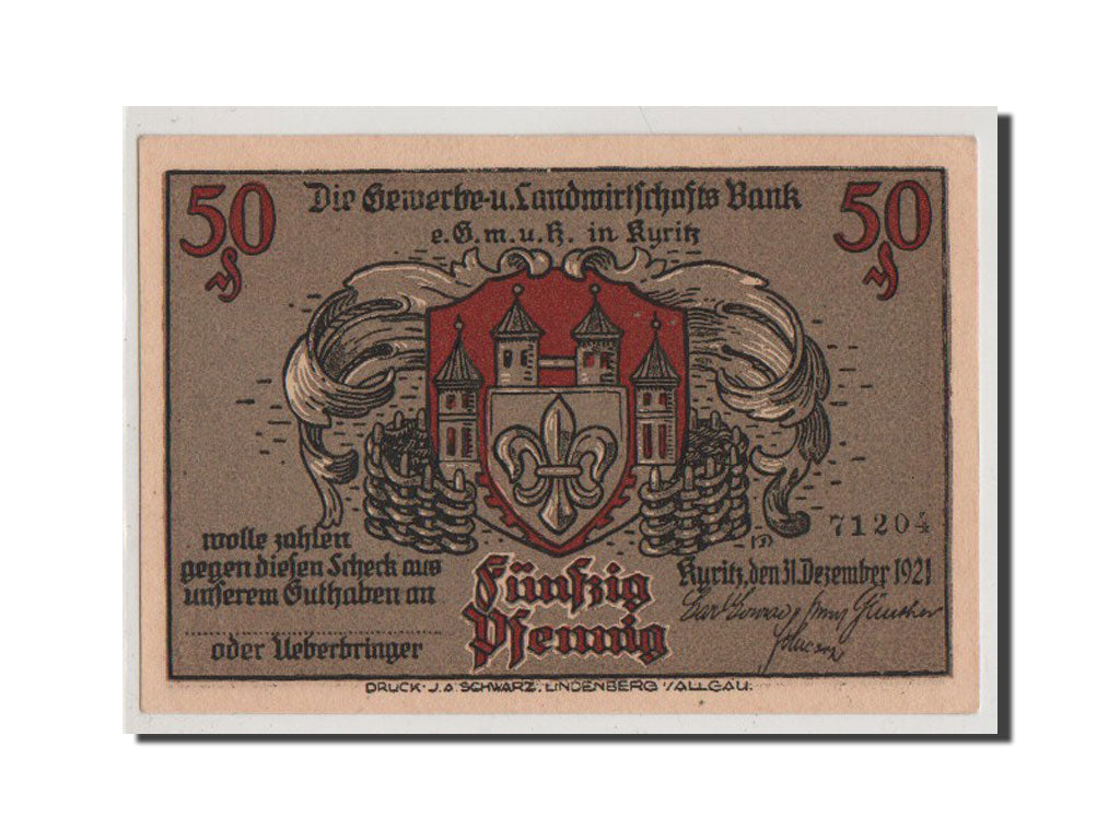 Banconote, Germania, Brandenburg, 50 Pfennig, 1921, FDS, Mehl:753.1b