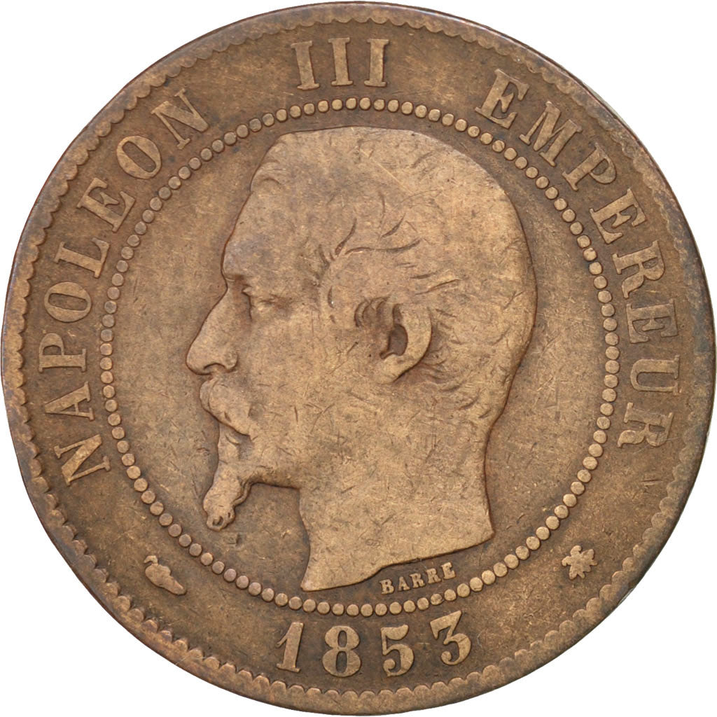 Second Empire, 10 Centimes Napoléon III tête nue, 1853 BB, Strasbourg, Gadoury 2