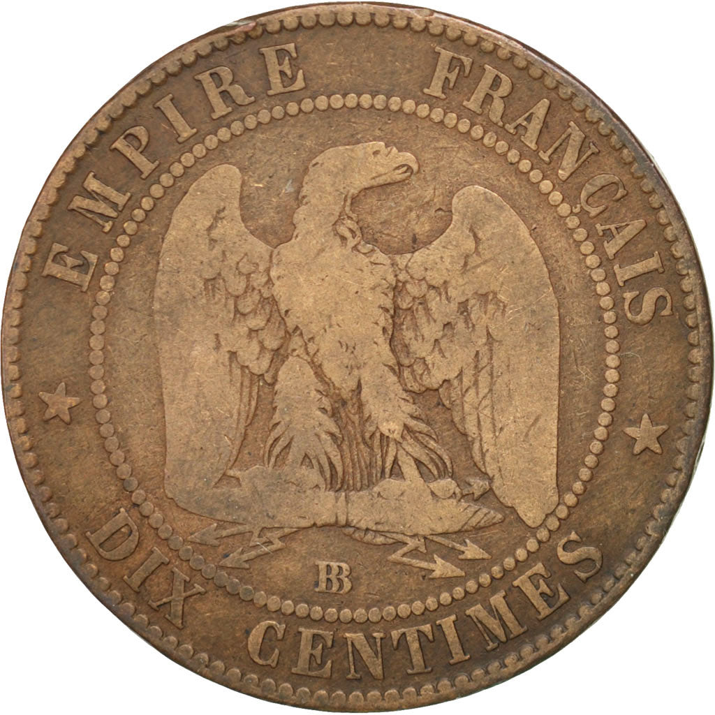 Second Empire, 10 Centimes Napoléon III tête nue, 1853 BB, Strasbourg, Gadoury 2