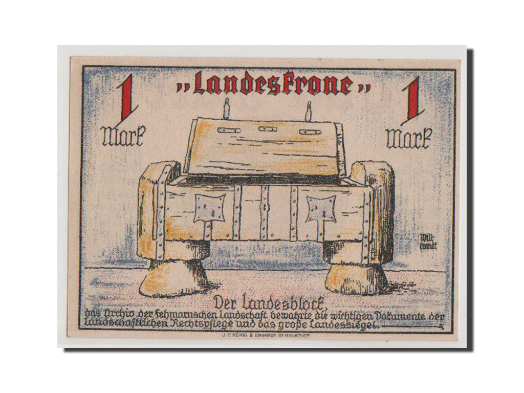 Biljet, Duitsland, Landkirchen auf Fehmarn Gemeinde, 1 Mark, NIEUW, Mehl:761.1