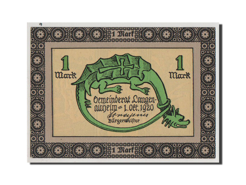 Germany, Langenaltheim, 1 Mark, 1920, UNC(65-70), Mehl #766.5