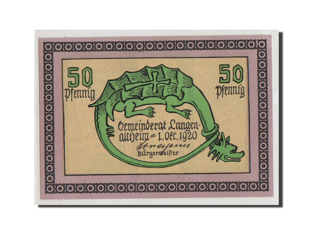 Germany, Langenaltheim, 50 Pfennig, 1920, UNC(65-70), Mehl #766.5