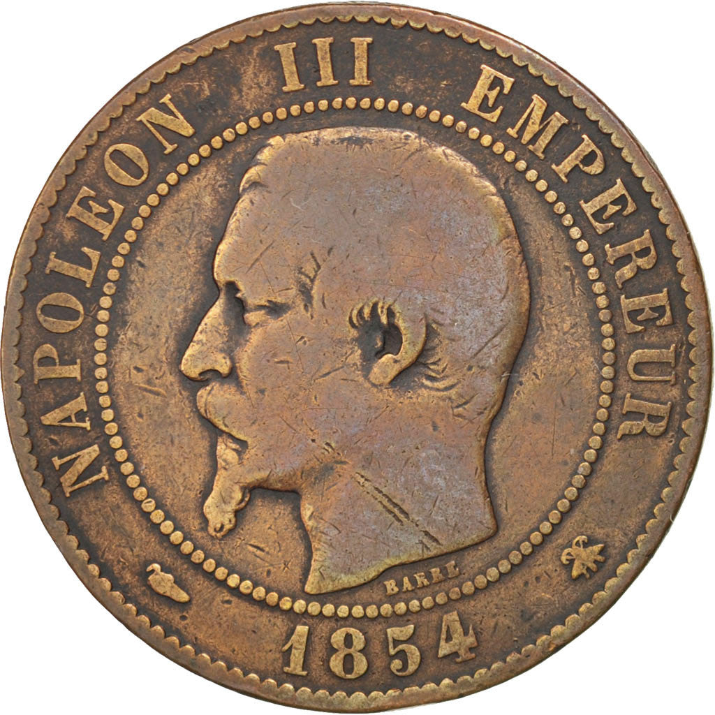 Monnaie, France, Napoleon III, Napoléon III, 10 Centimes, 1854, Strasbourg, B