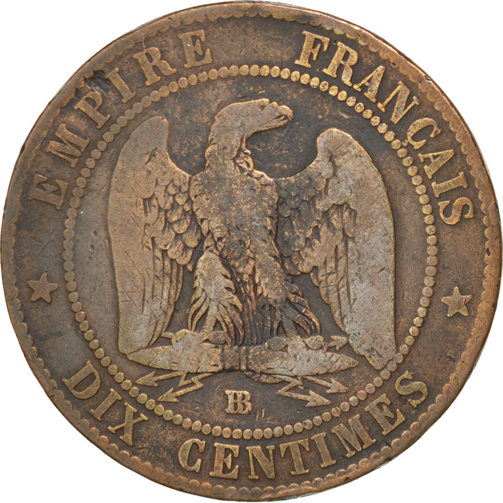 Monnaie, France, Napoleon III, Napoléon III, 10 Centimes, 1854, Strasbourg, B