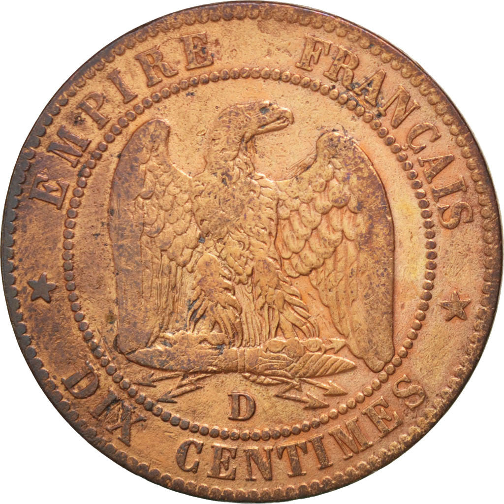 Francia, Napoleon III, Napoléon III, 10 Centimes, 1853, Lyon, MB+, Bronzo, K...