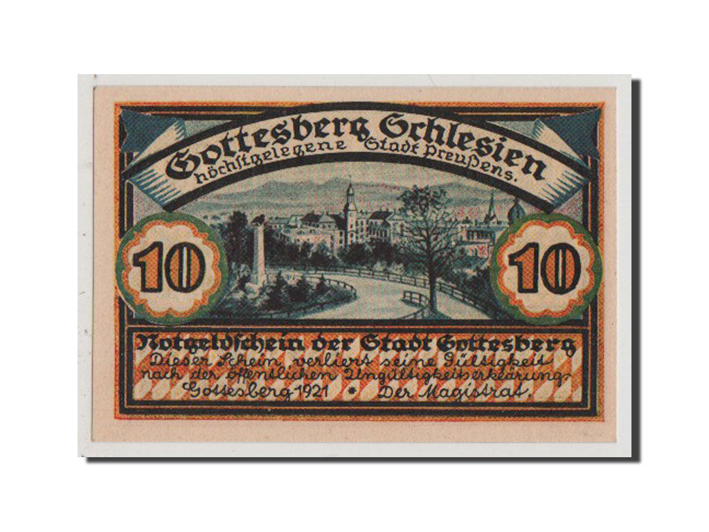 Banknote, Germany, Gottesberg Stadt, 10 Pfennig, 1921, UNC(65-70), Mehl:458.1