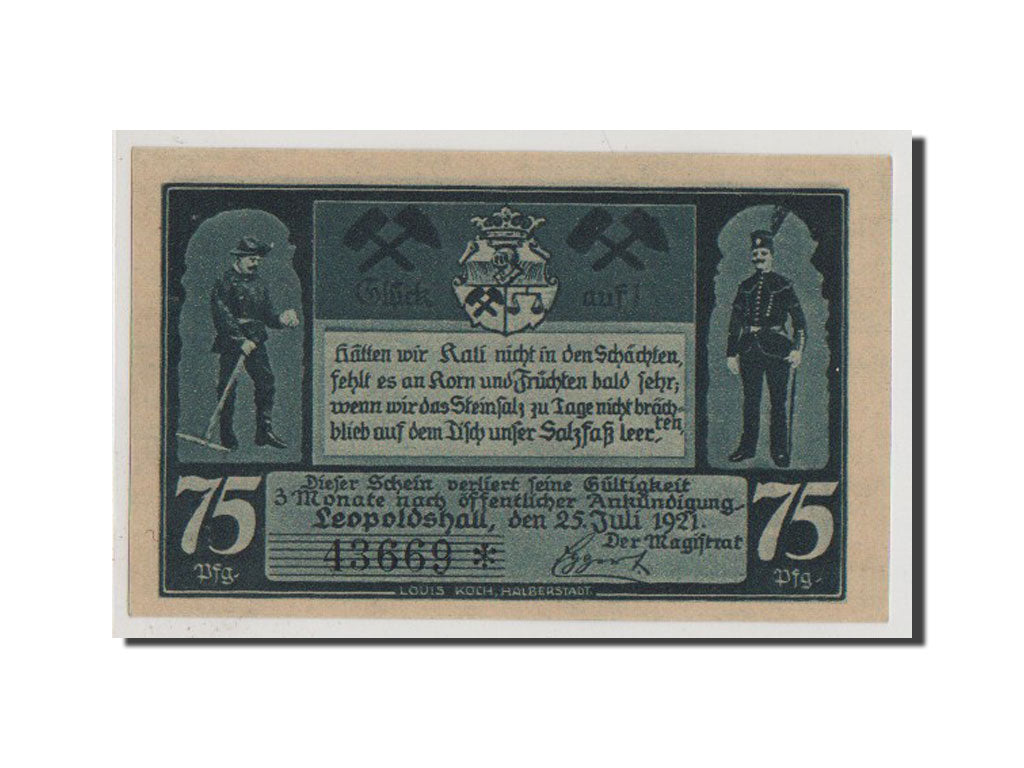 Banconote, Germania, Anhalt, 75 Pfennig, 1921, FDS, Mehl:794.1