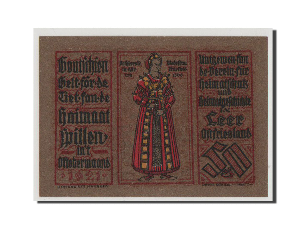 Banconote, Germania, Leer, 50 Pfennig, 1921, 1921-10-01, FDS, Mehl:782.1