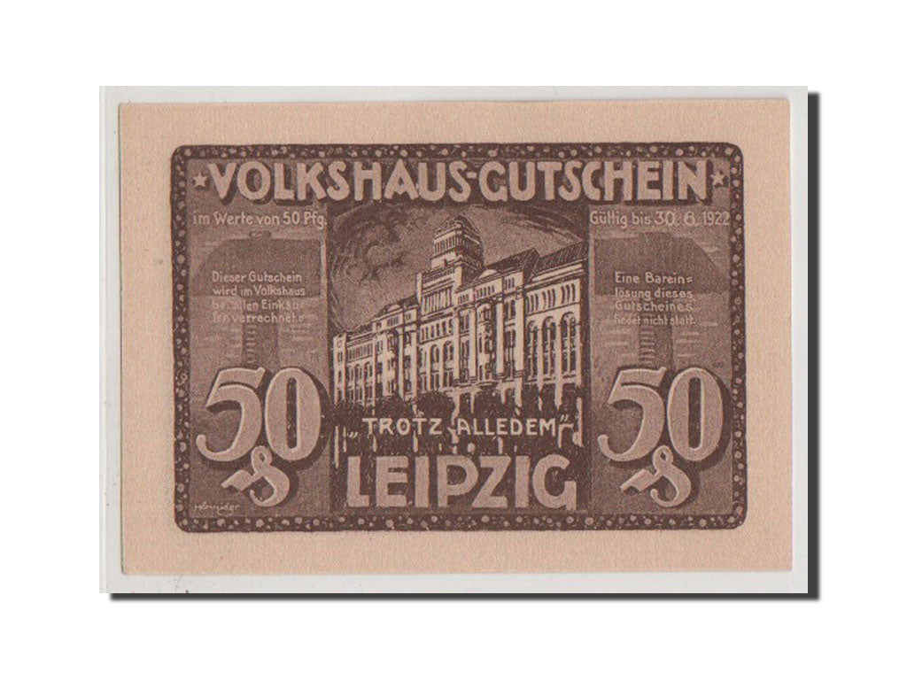 Banconote, Germania, Leipzig Stadt, 50 Pfennig, FDS, Mehl:786.2