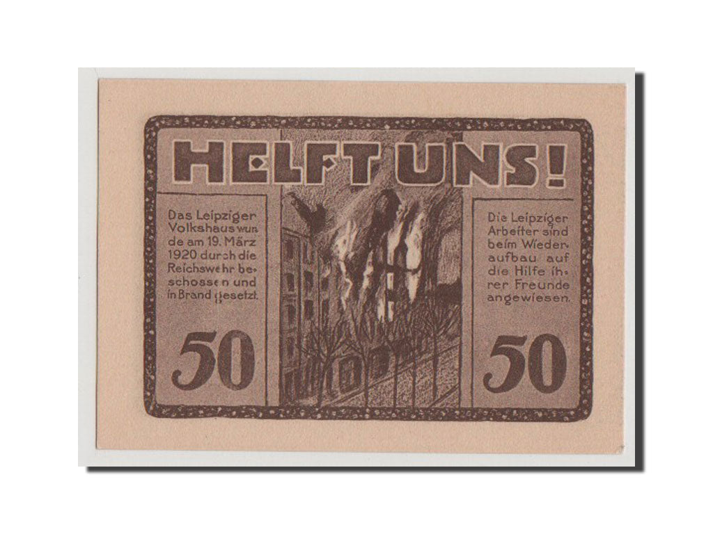 Banconote, Germania, Leipzig Stadt, 50 Pfennig, FDS, Mehl:786.2
