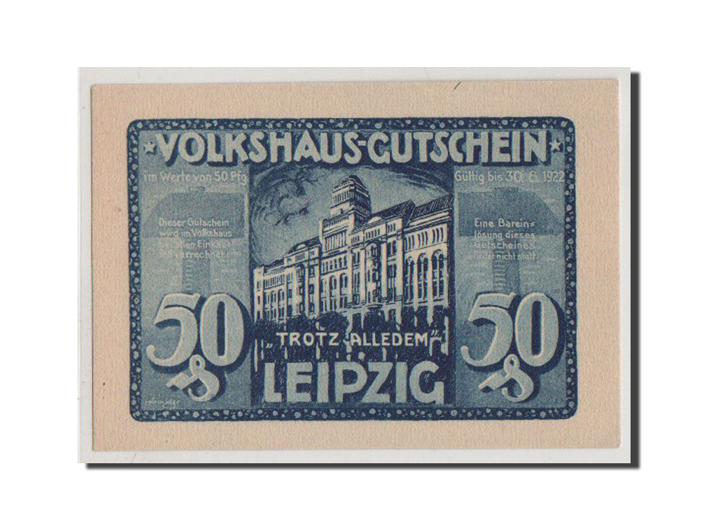 Geldschein, Deutschland, Leipzig Stadt, 50 Pfennig, UNZ, Mehl:786.1