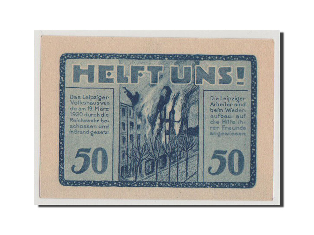 Geldschein, Deutschland, Leipzig Stadt, 50 Pfennig, UNZ, Mehl:786.1