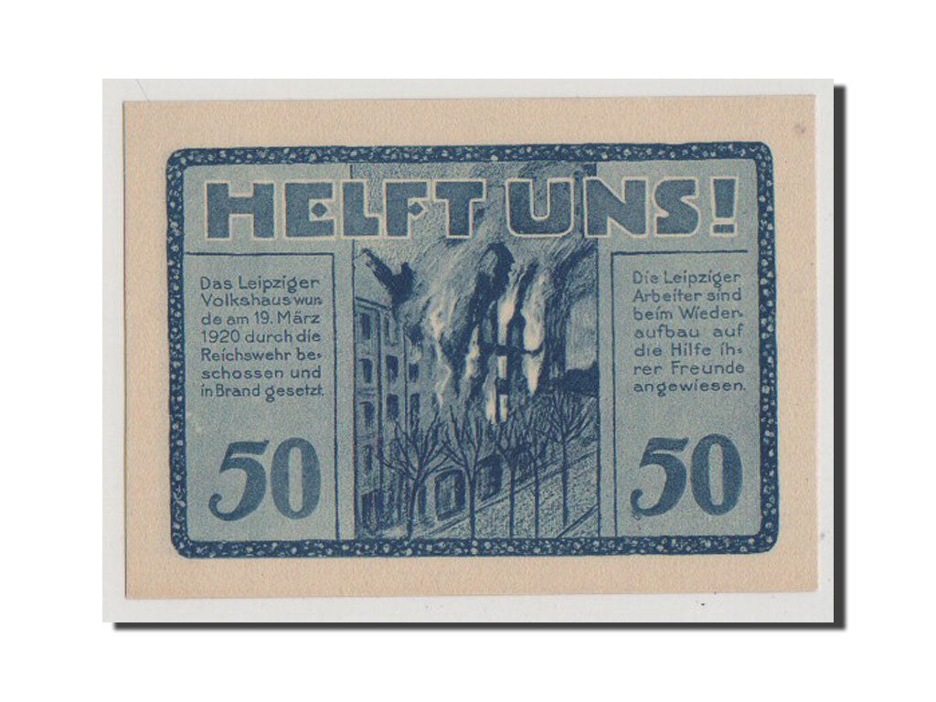 Banconote, Germania, Leipzig Stadt, 50 Pfennig, FDS, Mehl:786.1
