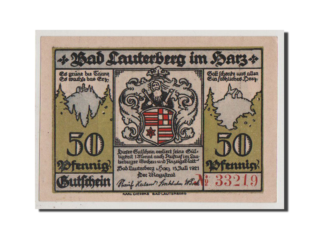 Banconote, Germania, Lauterberg, 50 Pfennig, 1921, FDS, Mehl:779.1