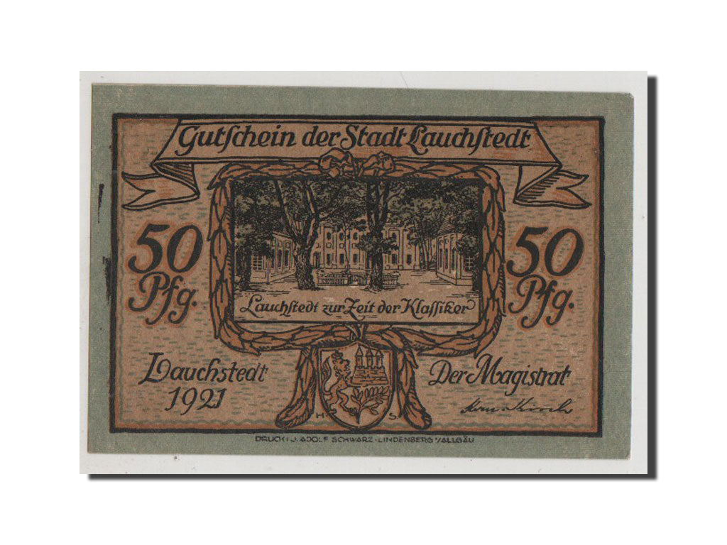 Billet, Allemagne, Lauchstedt Stadt, 50 Pfennig, 1921, NEUF, Mehl:773.1