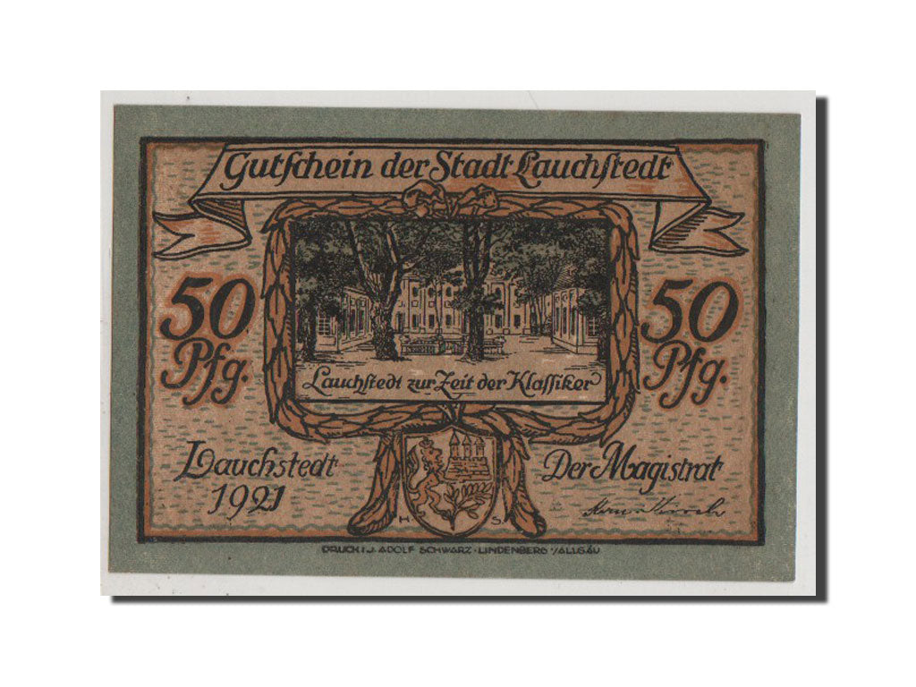 Billet, Allemagne, Lauchstedt Stadt, 50 Pfennig, 1921, NEUF, Mehl:773.1
