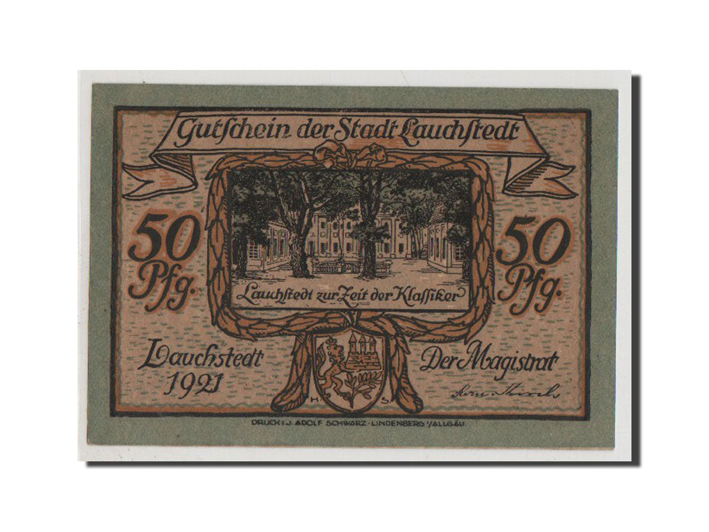 Billet, Allemagne, Lauchstedt Stadt, 50 Pfennig, 1921, NEUF, Mehl:773.1