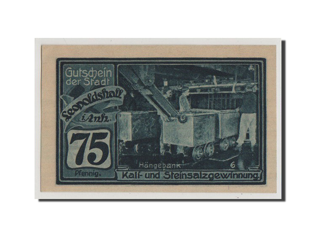 Banconote, Germania, Anhalt, 75 Pfennig, 1921, FDS, Mehl:794.1