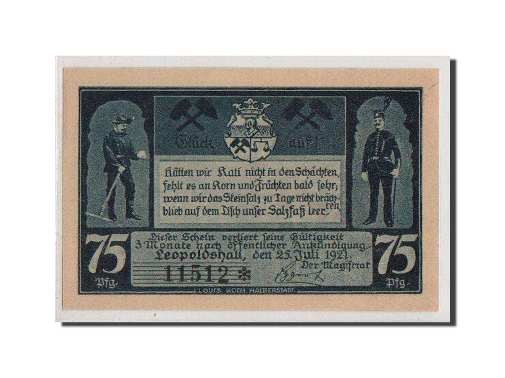 Banconote, Germania, Anhalt, 75 Pfennig, 1921, FDS, Mehl:794.1