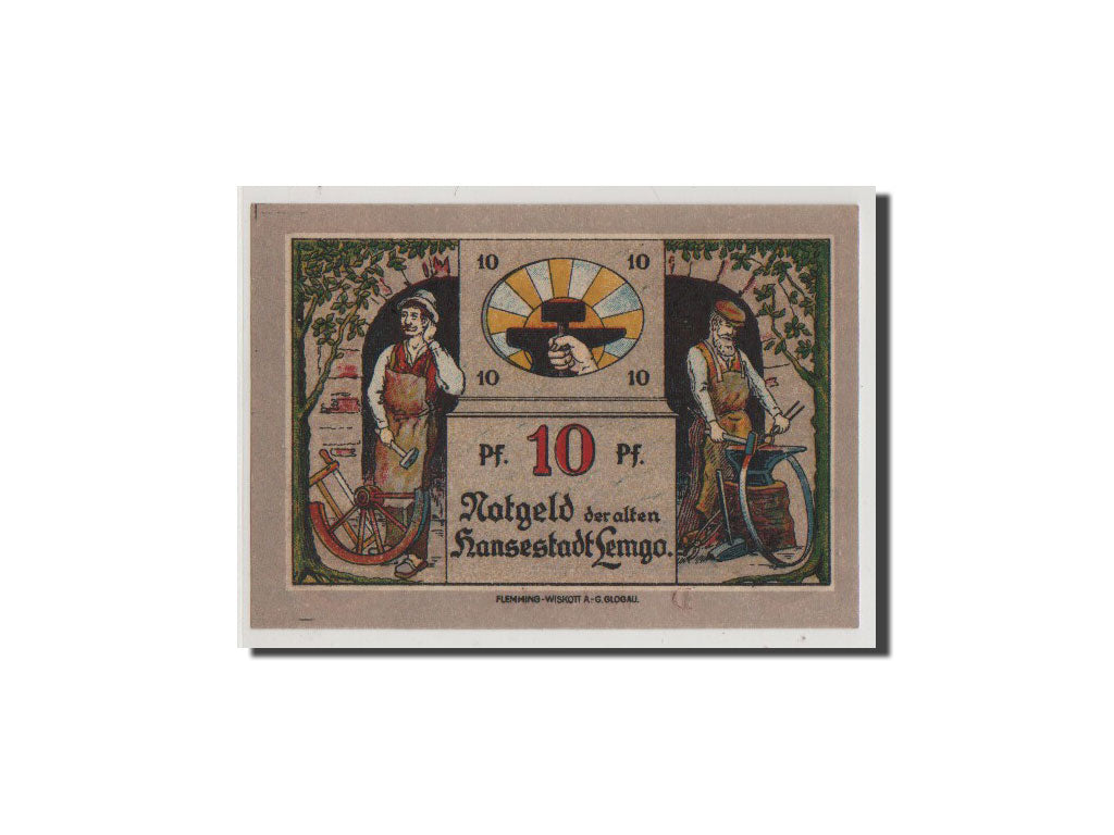 Banconote, Germania, Lemgo Stadt, 10 Pfennig, 1921, FDS, Mehl:789.2