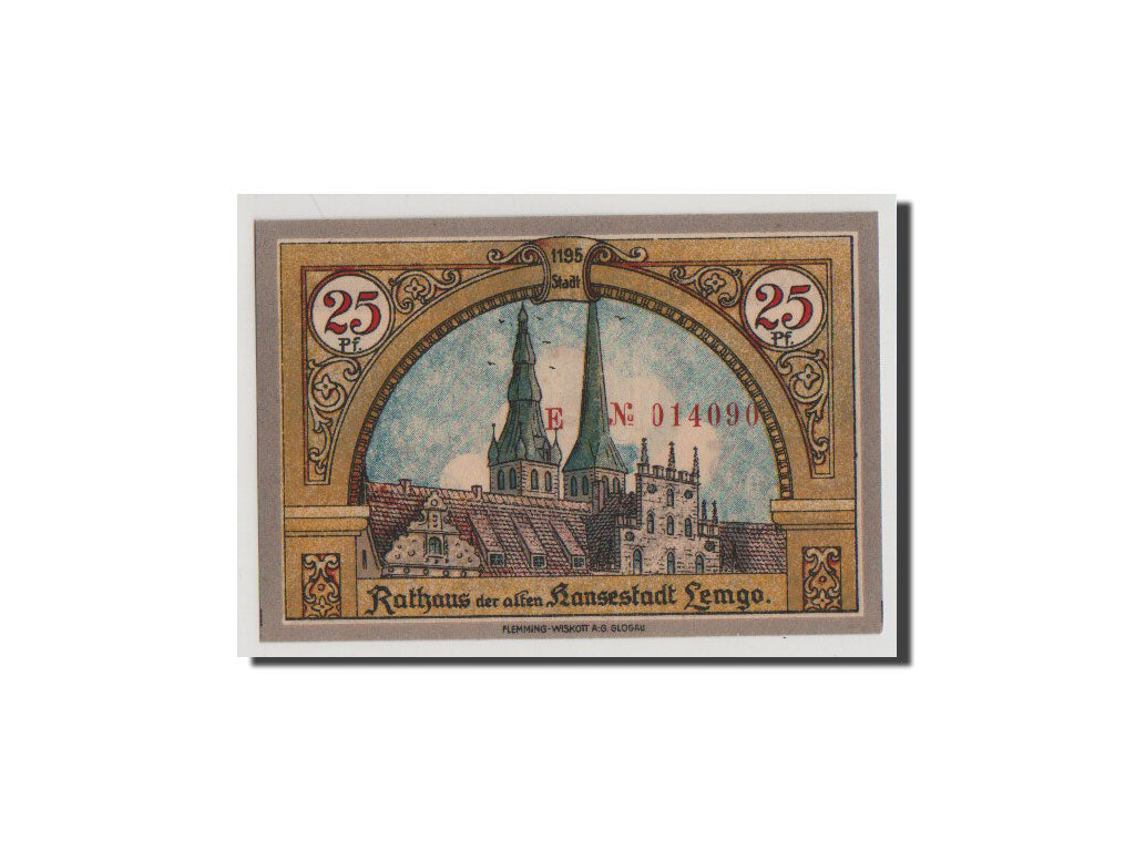 Banknote, Germany, Lemgo Stadt, 25 Pfennig, 1921, UNC(65-70), Mehl:789.3