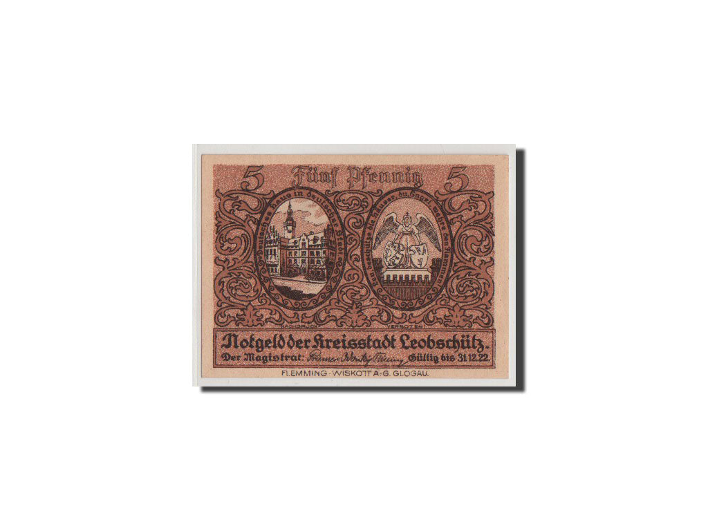 Billete, Alemania, Leobschutz, 5 Pfennig, UNC, Mehl:793.1