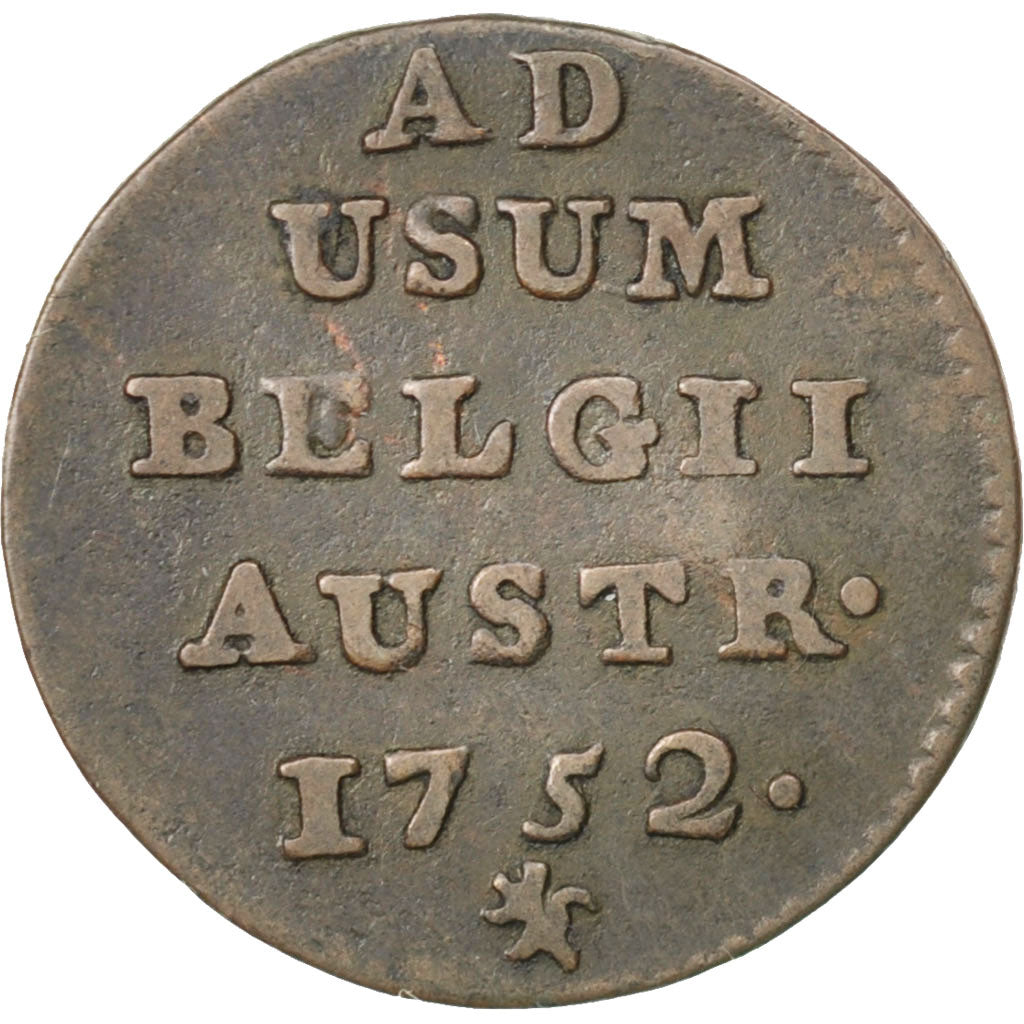 Paesi Bassi austriaci, Maria Theresa, Liard, Oord, 1752, Bruges, MB+, Rame, KM:2