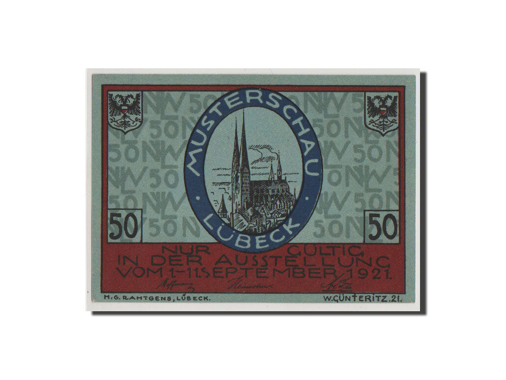 Banconote, Germania, Lübeck, 50 Pfennig, 1921, FDS, Mehl:827.1
