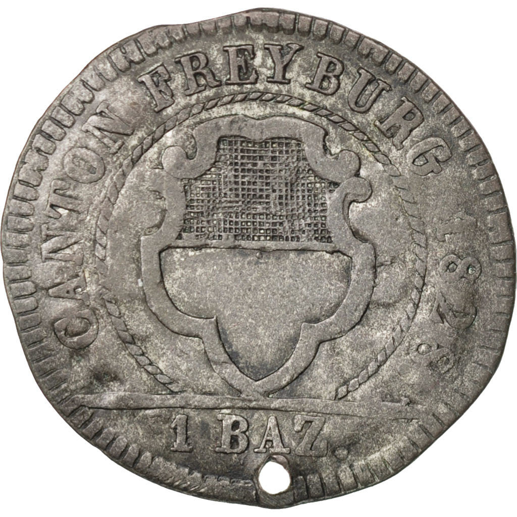 Münze, SWISS CANTONS, FREIBURG, Batzen, 1828, SS, Billon, KM:83