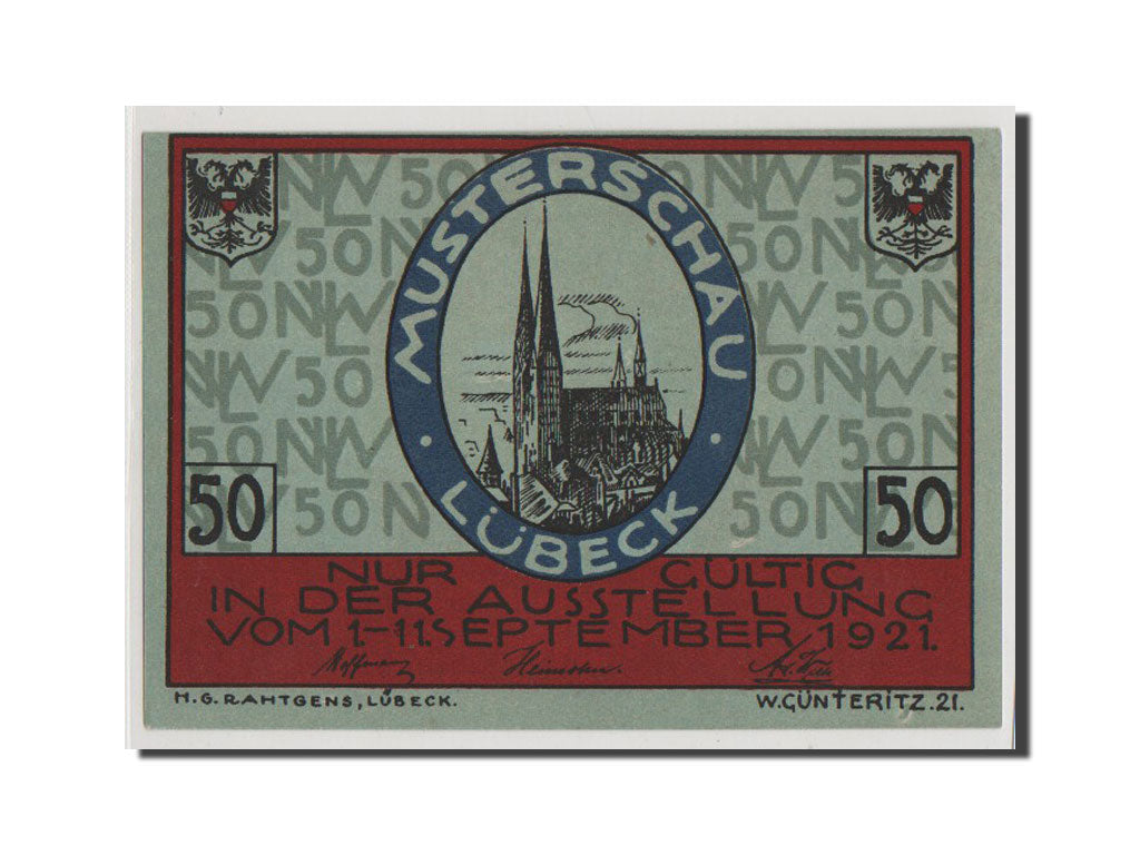 Banconote, Germania, Lübeck, 50 Pfennig, 1921, FDS, Mehl:827.1