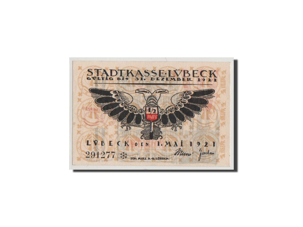 Banconote, Germania, Lübeck, 50 Pfennig, 1921, FDS, Mehl:831.2