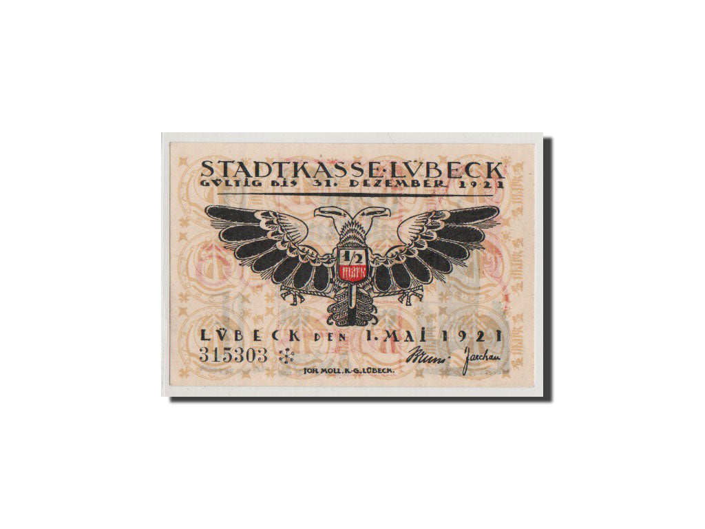 Banconote, Germania, Lübeck, 50 Pfennig, 1921, FDS, Mehl:831.2