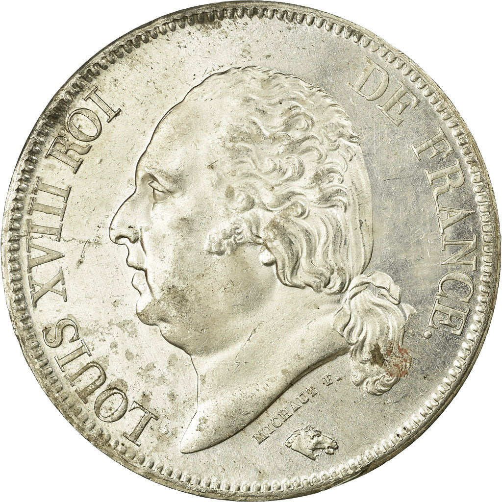 Moneda, Francia, Louis XVIII, Louis XVIII, 5 Francs, 1824, Lille, EBC+, Plata
