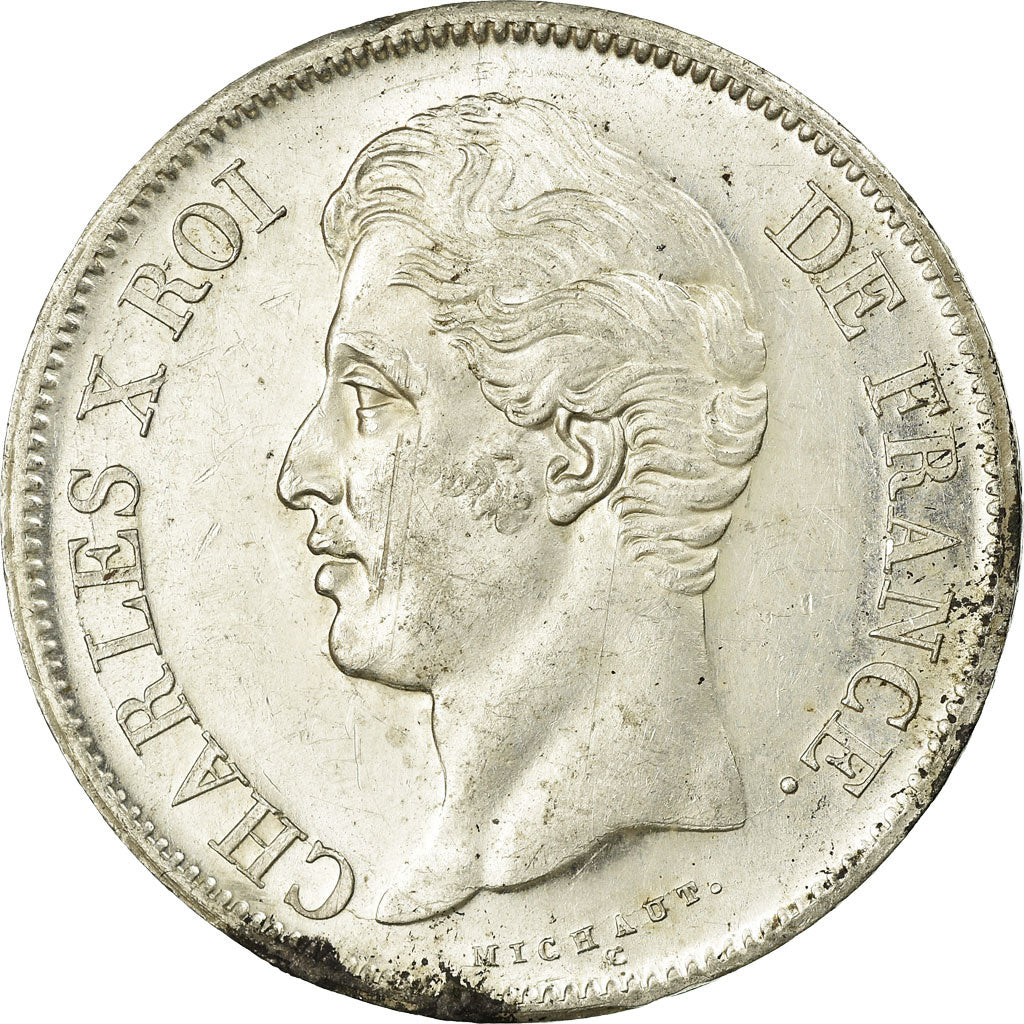 França, Charles X, 5 Francs, 1830, Lille, 2nd type, Prata, AU(55-58)