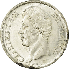 França, Charles X, 5 Francs, 1830, Lille, 2nd type, Prata, AU(55-58)