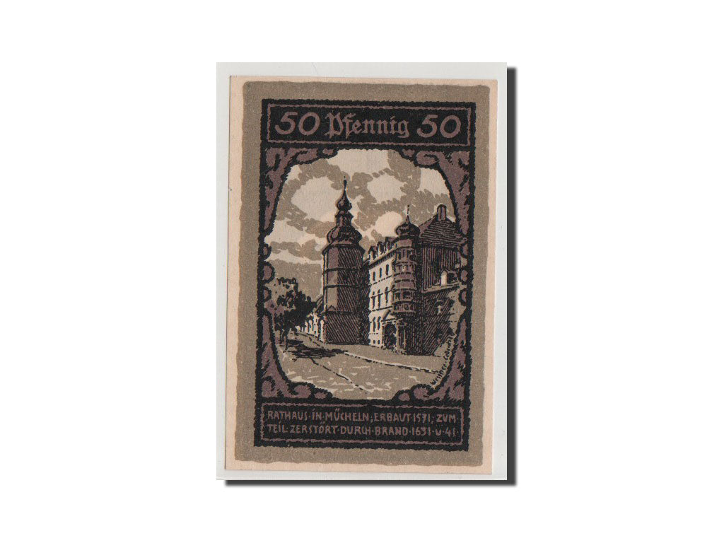 Banknote, Germany, Mucheln Stadt, 50 Pfennig, 1921, UNC(65-70), Mehl:902.1