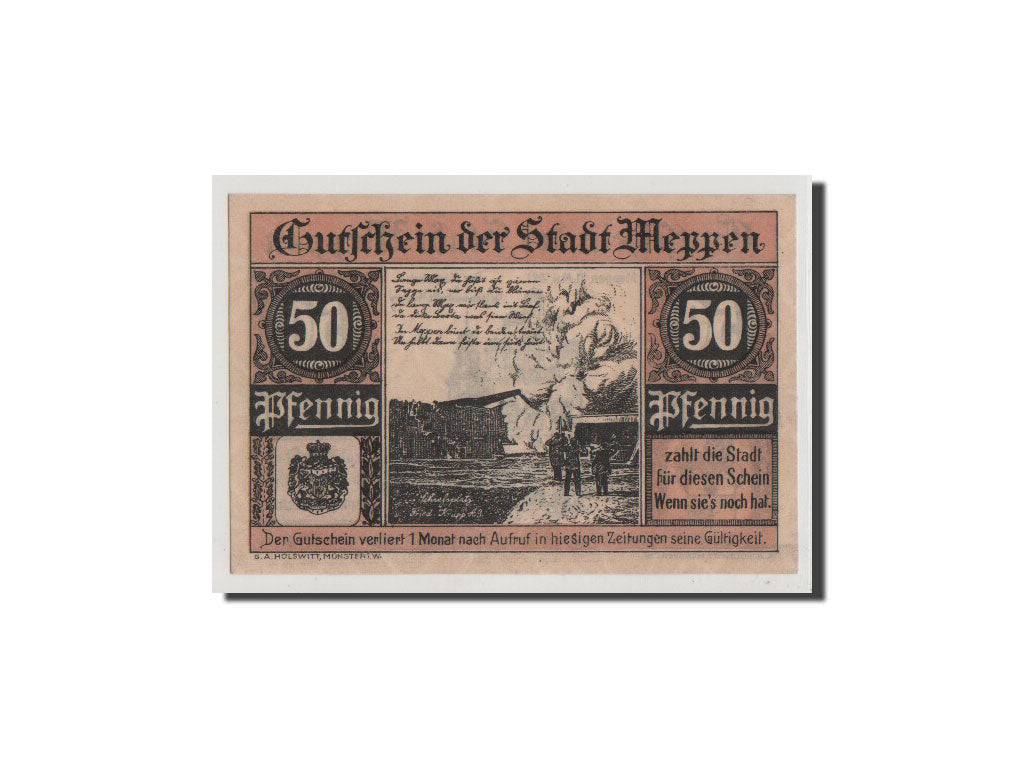 Geldschein, Deutschland, Meppen, 50 Pfennig, 1921, UNZ, Mehl:883.1