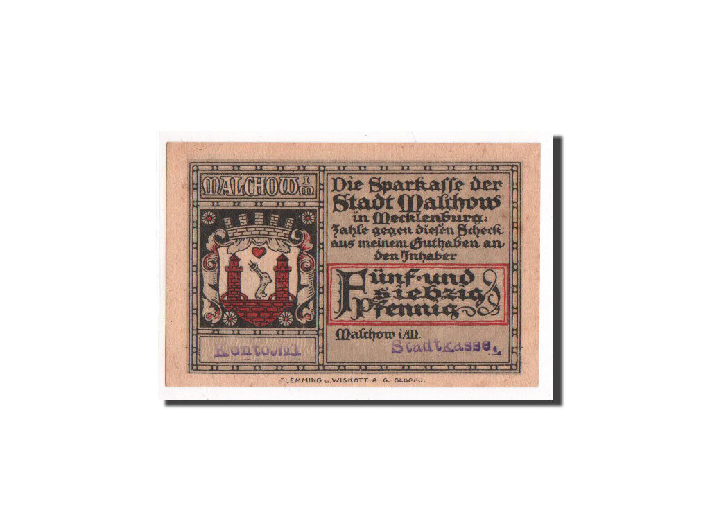 Geldschein, Deutschland, Malchow Stadt, 75 Pfennig, UNZ-, Mehl:863.3a