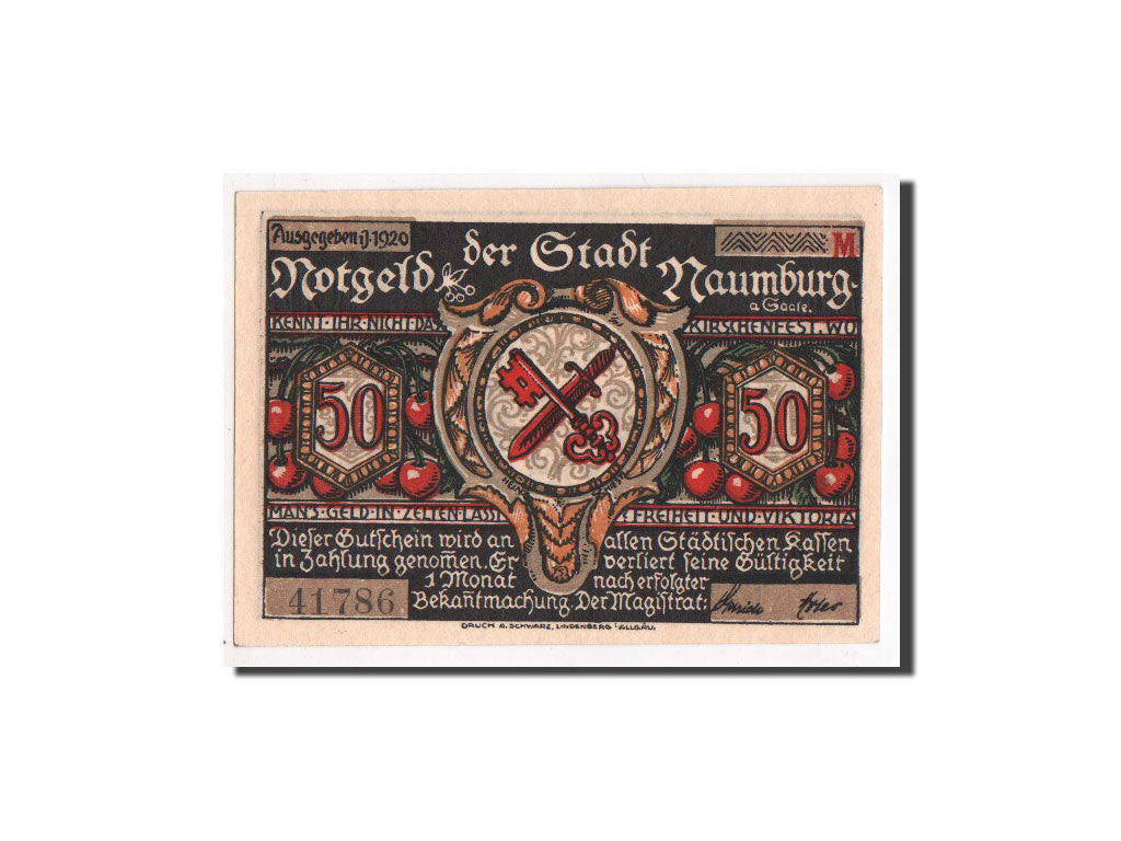 Billet, Allemagne, Naumburg a.S. Stadt, 50 Pfennig, 1920, NEUF, Mehl:928.2