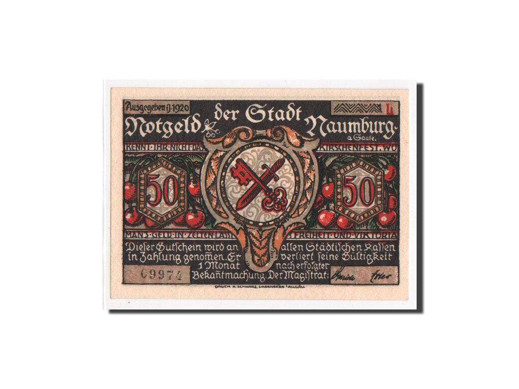 Banconote, Germania, Naumburg a.S. Stadt, 50 Pfennig, 1920, FDS, Mehl:928.2